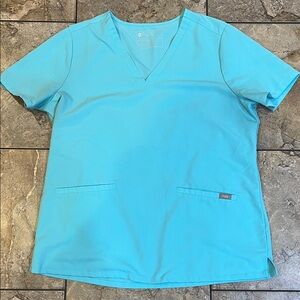 Figs Neon Blue Casma scrub top sz L